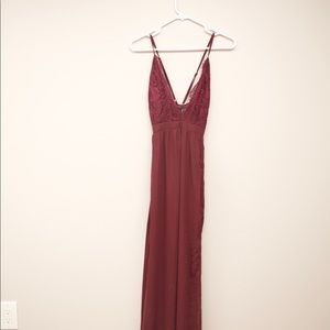 Floor length dress. Maroon. Worn once